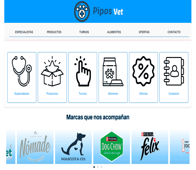 Portada de la página de la App de Veterinaria PiposVet